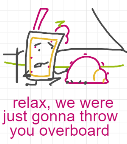 A panel from Ready Oar Knot, episode three of the Board Boards object show by Furretwalk/WalkingFurret.